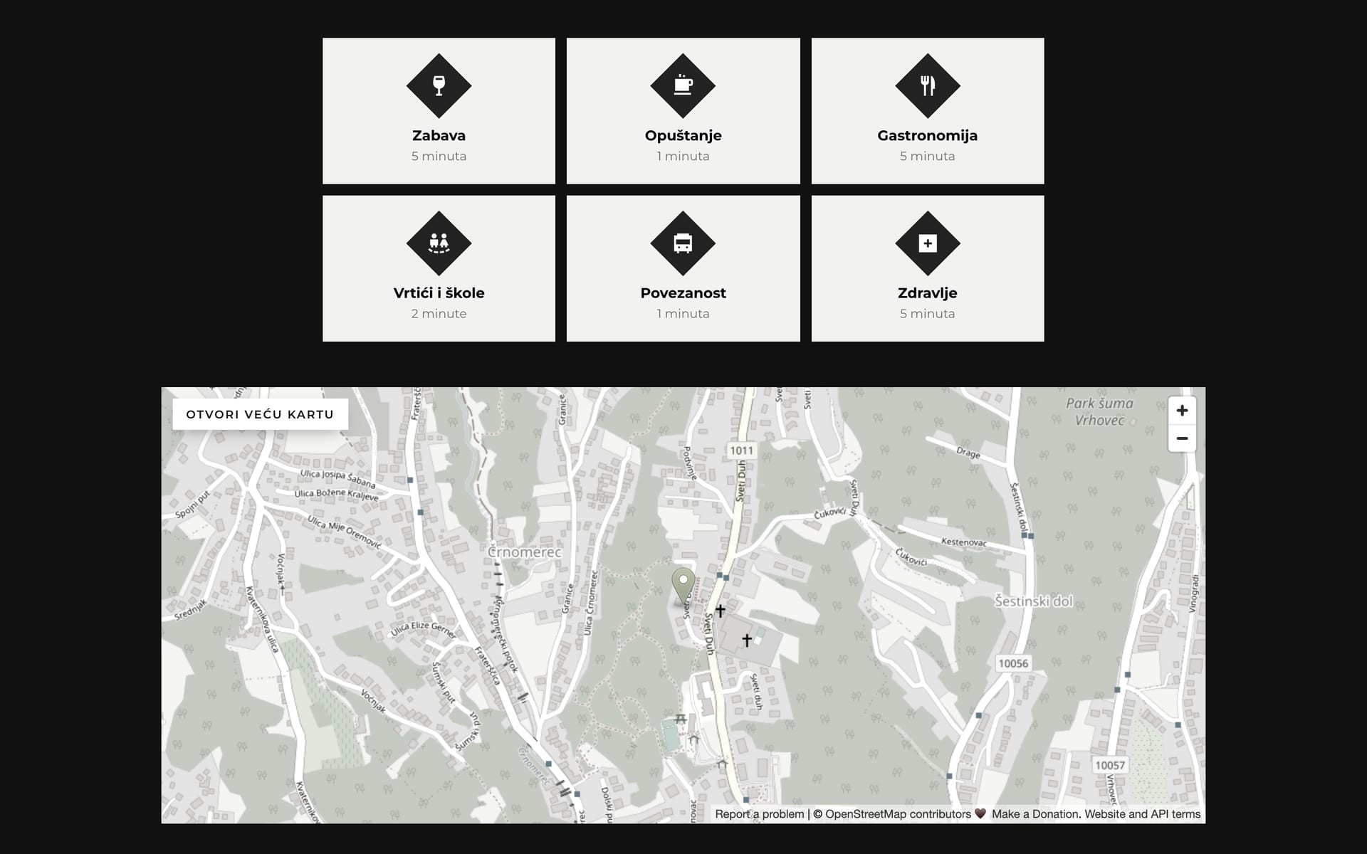 Amenities nearby and a map of the location.