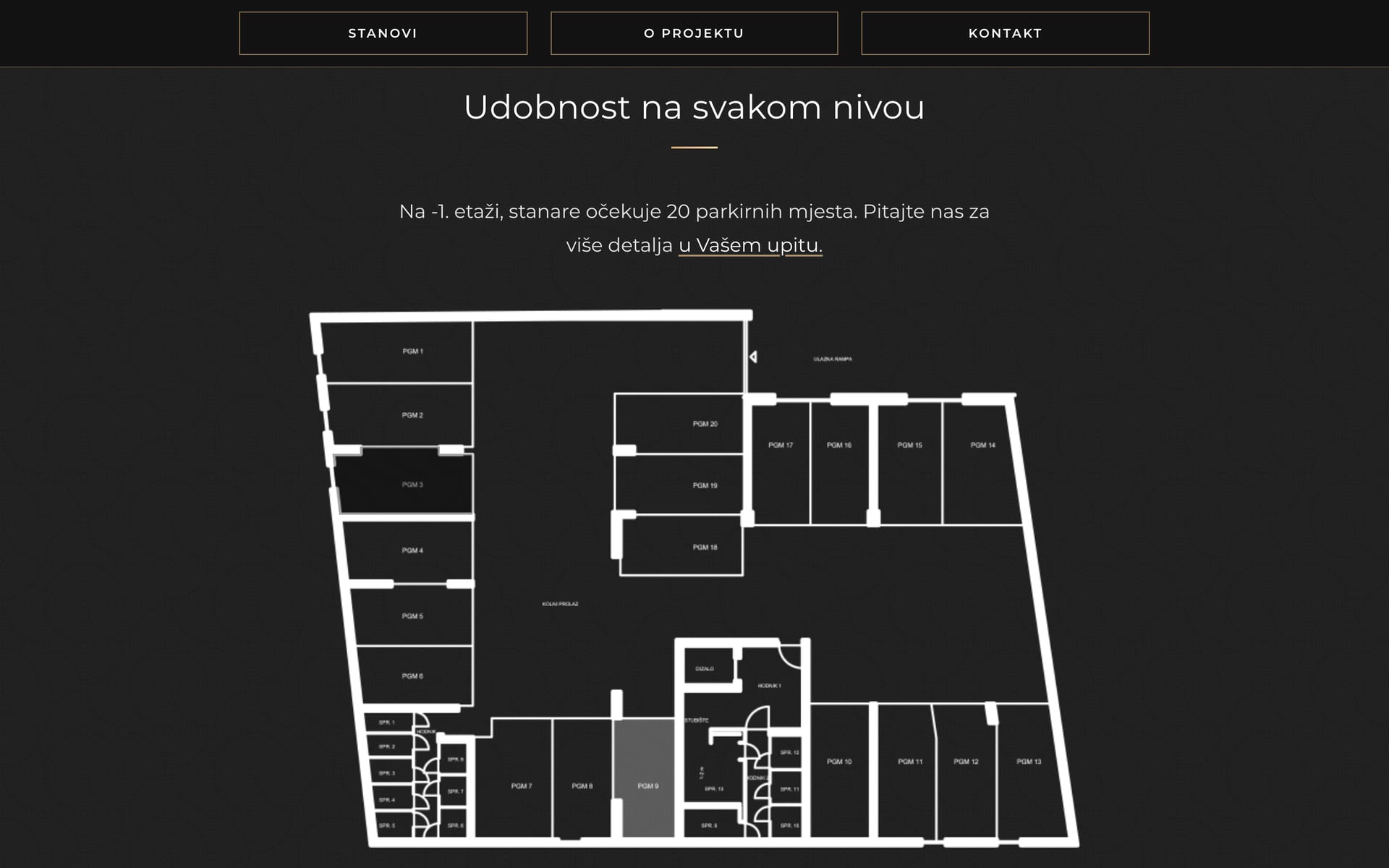 The garage picker with parking spaces on a plan of the garage.